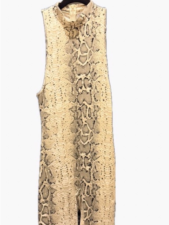 Fashion Nova Pants - Snake Print Sleeveless romper shorts in Beige
